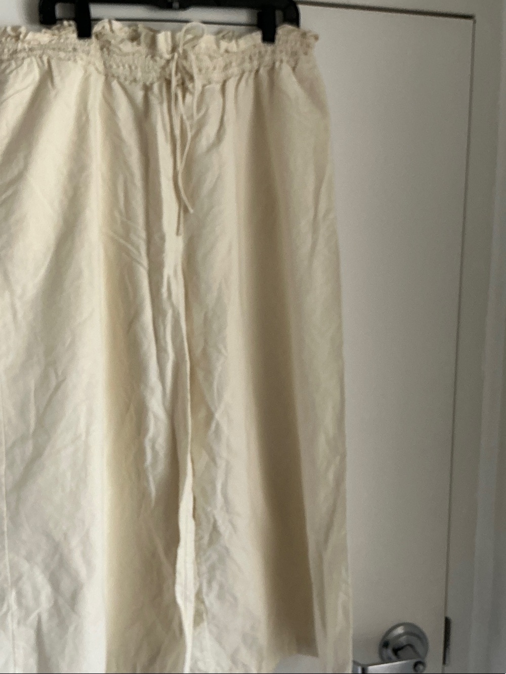 Anthropologie cream Elastic-Waist Wide Leg Pants, XL, EUC